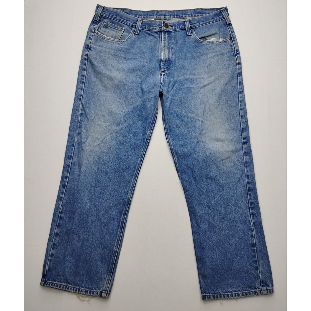 Carhartt B460 DVB Men's 42x30 Relaxed Fit Straight Leg Faded Blue Jeans
